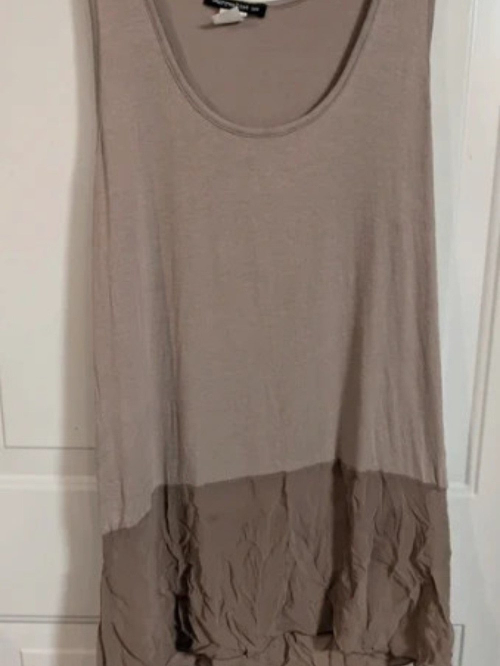 Taupe Two-Tone Scoop Neck Tank Top